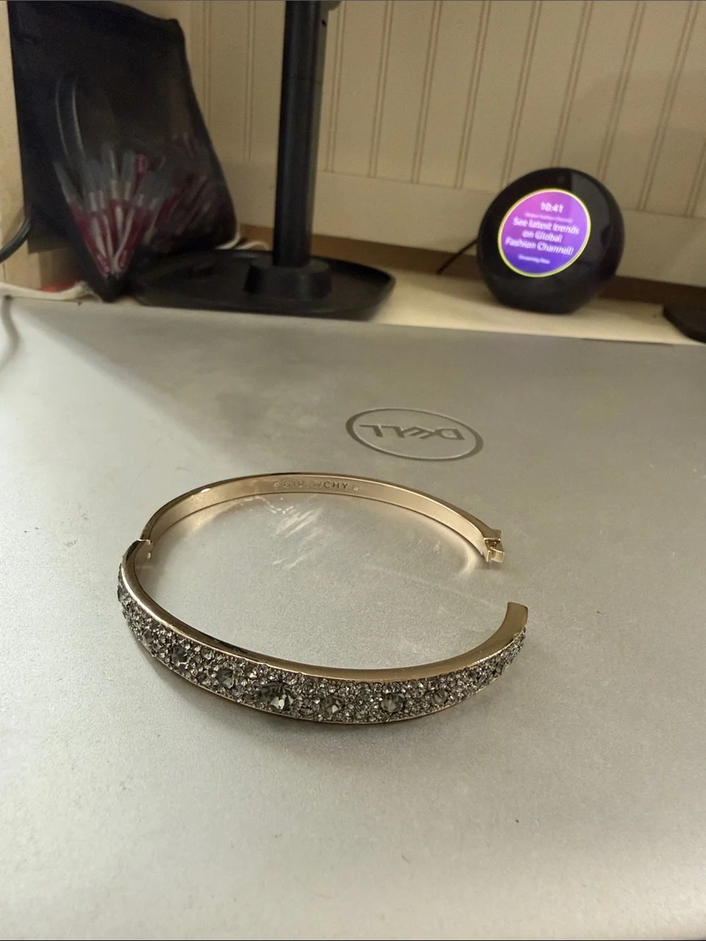 Stunning Givenchy druzy crystal encrusted hinge bangle. NWOT